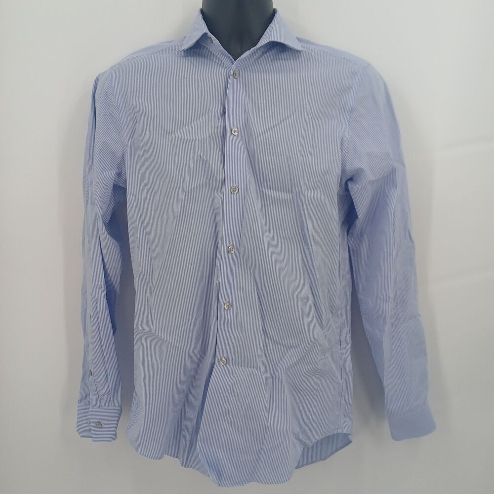 mens calvin klein slim fit performance non iron size 15/32 size large blue shirt